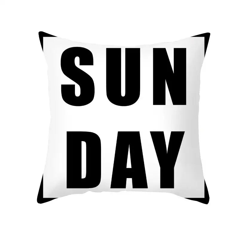 Modern black & white geometry letters cushion cover living room