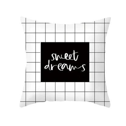 Modern black & white geometry letters cushion cover living room