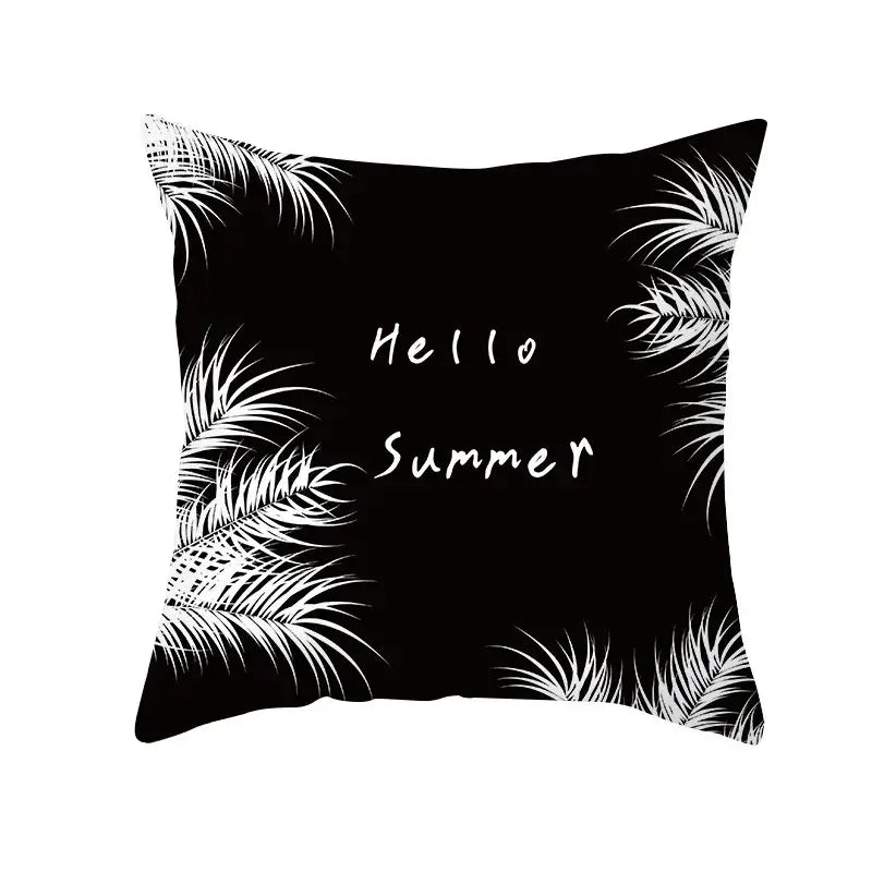 Modern black & white geometry letters cushion cover living room