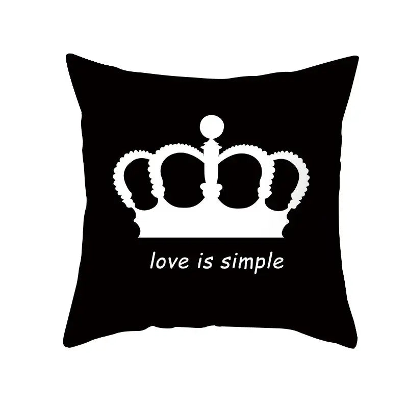 Modern black & white geometry letters cushion cover living room