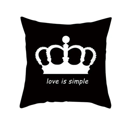 Modern black & white geometry letters cushion cover living room