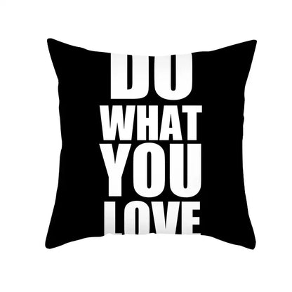 Modern black & white geometry letters cushion cover living room