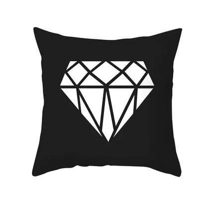 Modern black & white geometry letters cushion cover living room