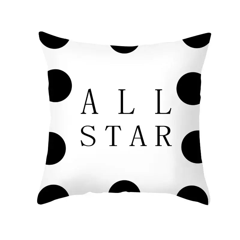 Modern black & white geometry letters cushion cover living room
