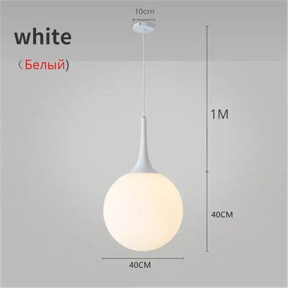 Modern black & white glass ball led pendant lights living room