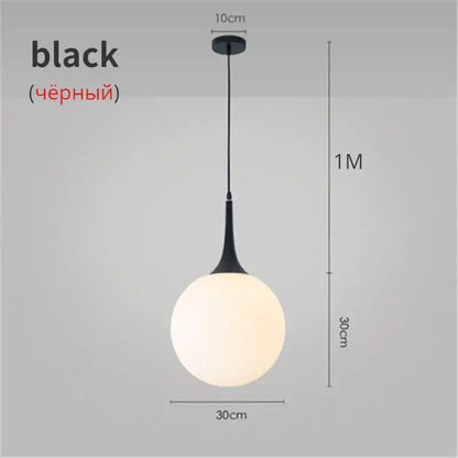 Modern black & white glass ball led pendant lights living room