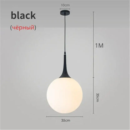 Modern black & white glass ball led pendant lights living room