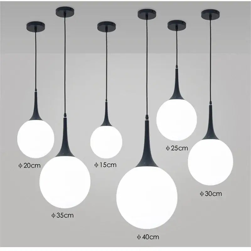 Modern black & white glass ball led pendant lights living room