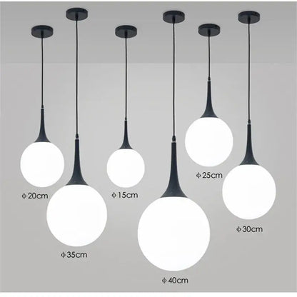 Modern black & white glass ball led pendant lights living room