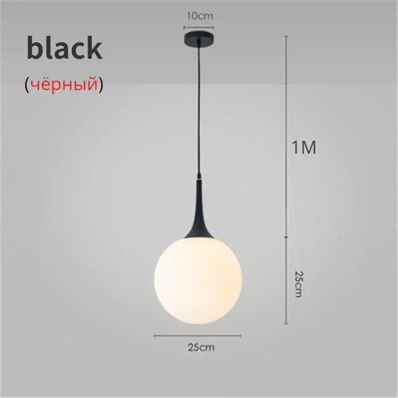 Modern black & white glass ball led pendant lights living room