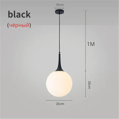 Modern black & white glass ball led pendant lights living room