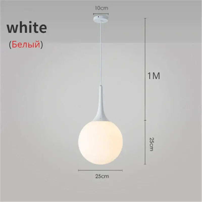 Modern black & white glass ball led pendant lights living room