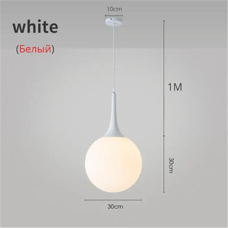 Modern black & white glass ball led pendant lights living room
