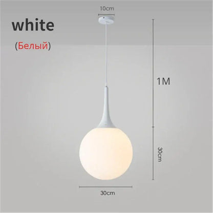 Modern black & white glass ball led pendant lights living room