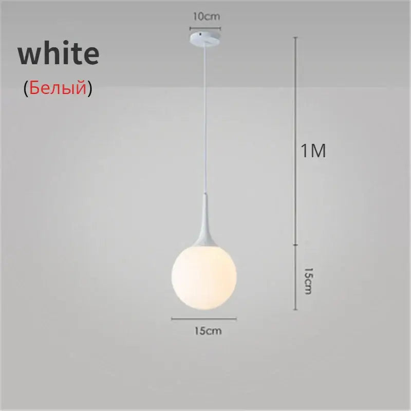 Modern black & white glass ball led pendant lights living room