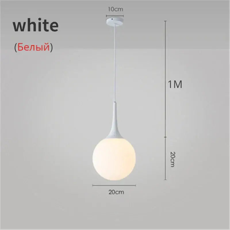 Modern black & white glass ball led pendant lights living room