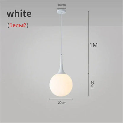 Modern black & white glass ball led pendant lights living room