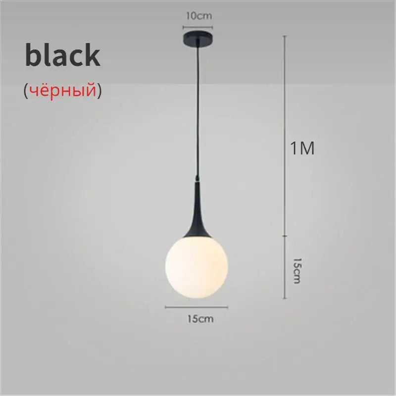 Modern black & white glass ball led pendant lights living room