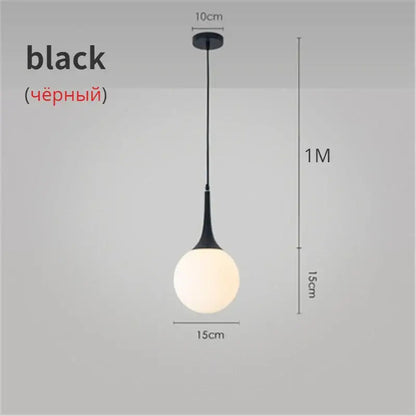 Modern black & white glass ball led pendant lights living room