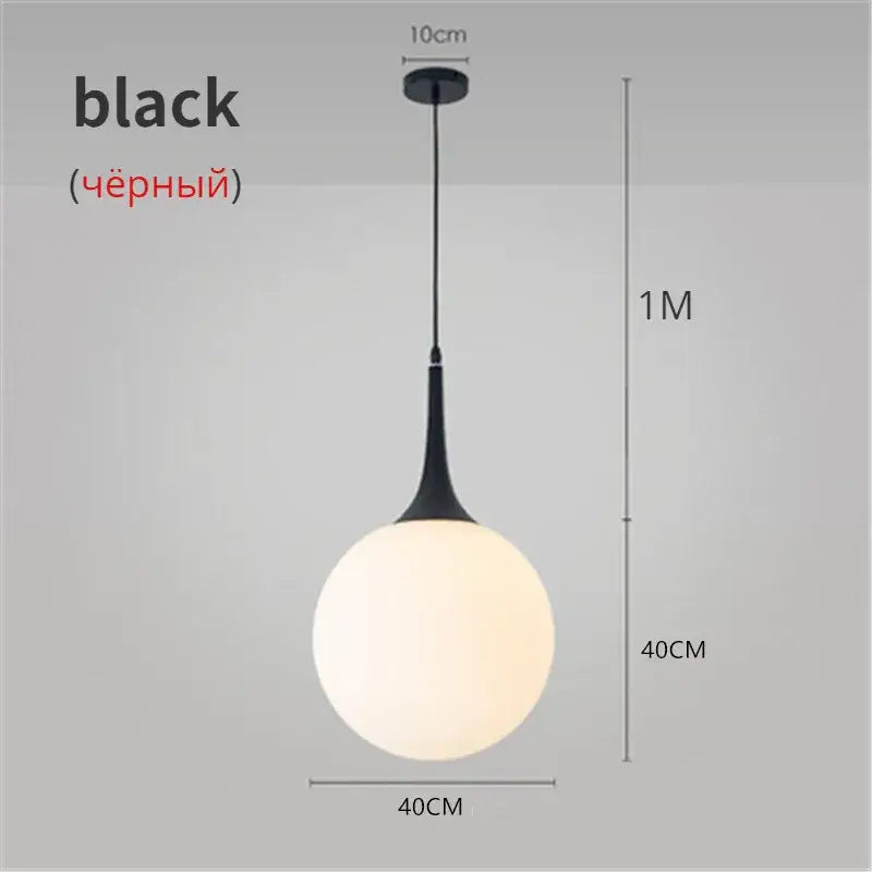 Modern black & white glass ball led pendant lights living room