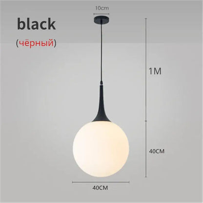 Modern black & white glass ball led pendant lights living room