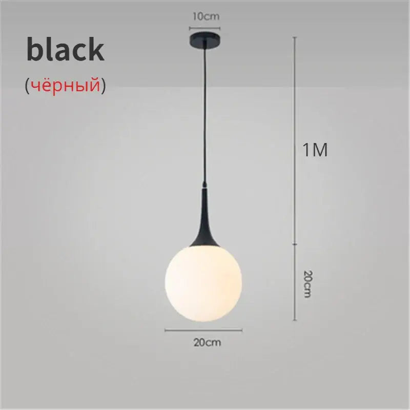 Modern black & white glass ball led pendant lights living room
