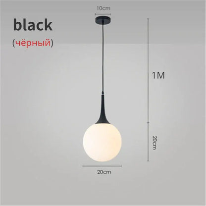 Modern black & white glass ball led pendant lights living room