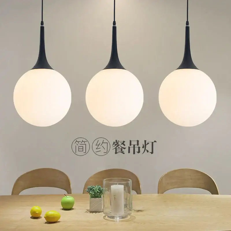 Modern black & white glass ball led pendant lights living room