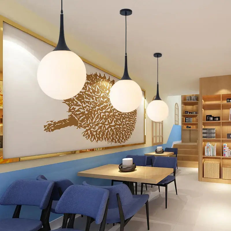 Modern black & white glass ball pendant lamp dining room lighting
