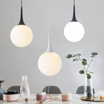 Modern black & white glass ball pendant lamp dining room lighting