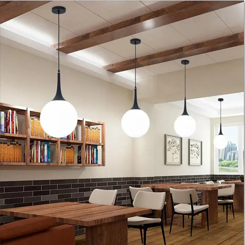 Modern black & white glass ball pendant lamp dining room lighting