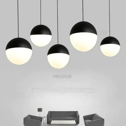 Modern black & white glass ball pendant lights for kitchens