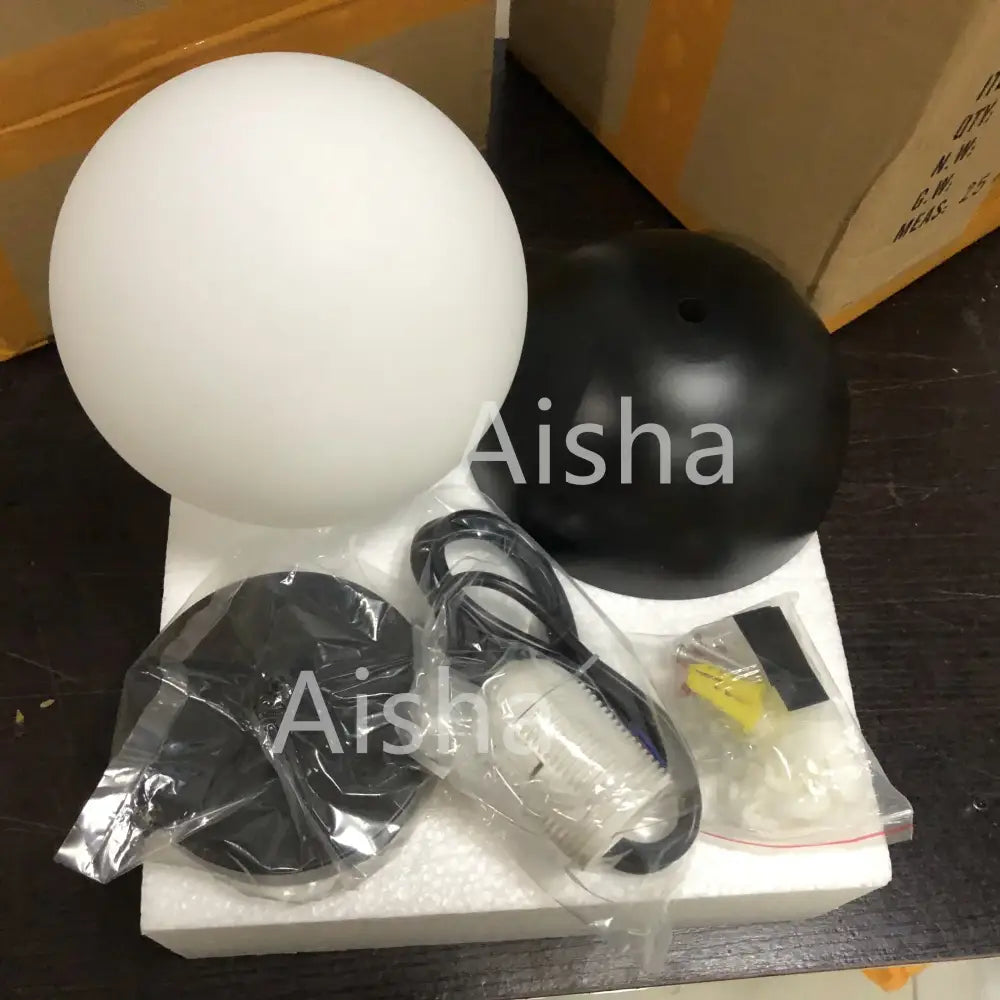 Modern black & white glass ball pendant lights for kitchens