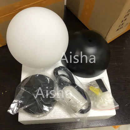 Modern black & white glass ball pendant lights for kitchens