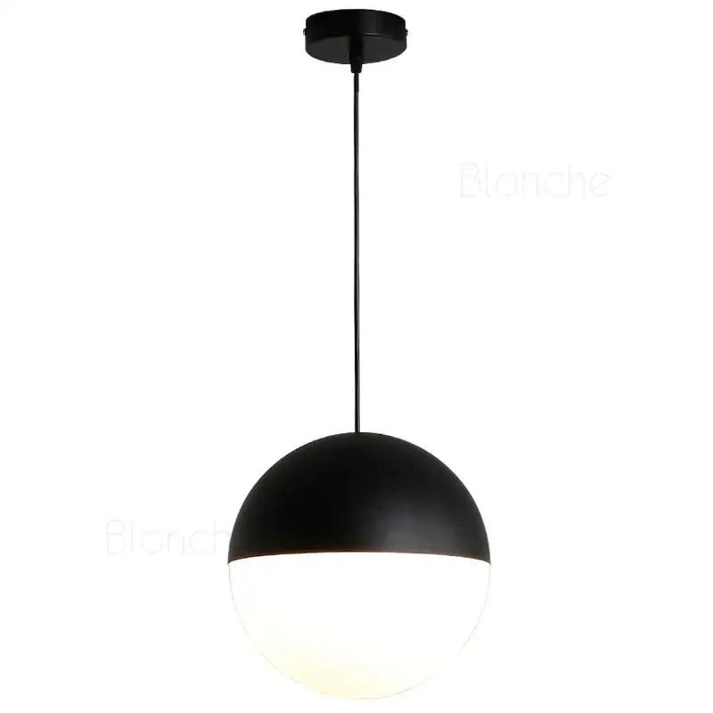 Modern black & white glass ball pendant lights for kitchens