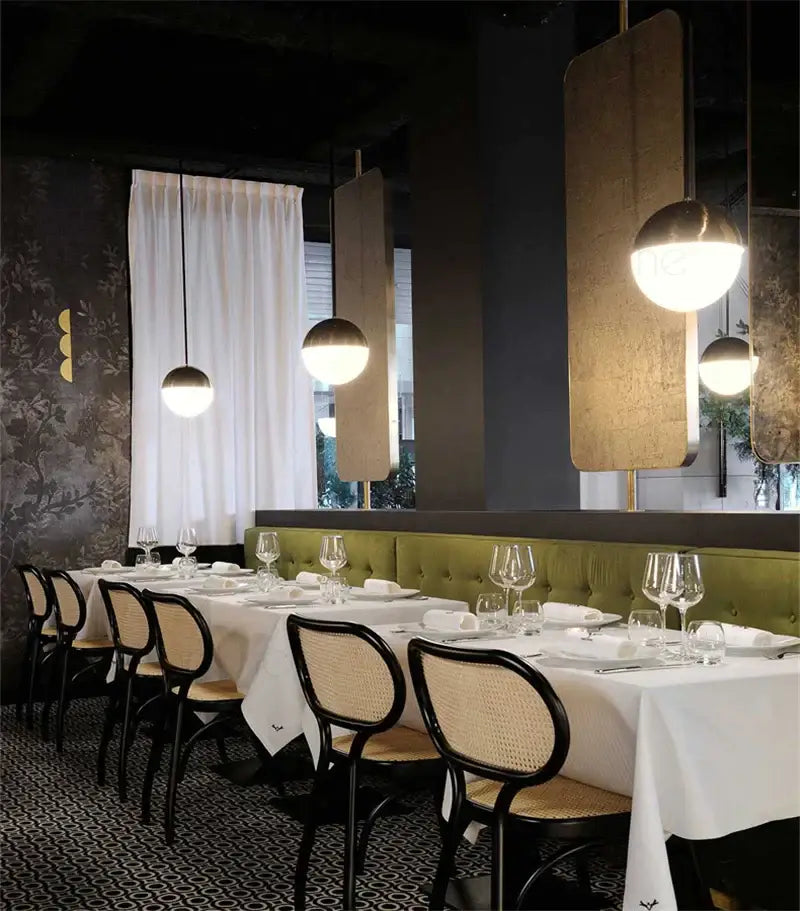 Modern black & white glass ball pendant lights for kitchens