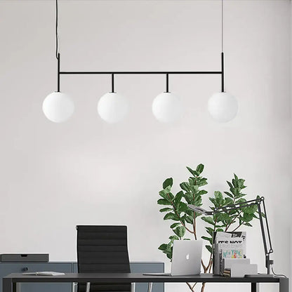 Modern black & white glass orb pendant light kitchen island fixture