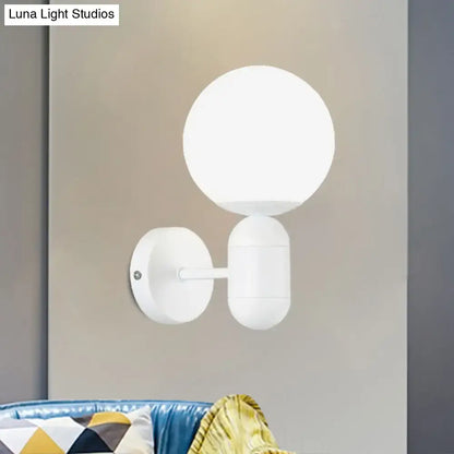 Modern black & white glass wall light – meeting room globe sconce