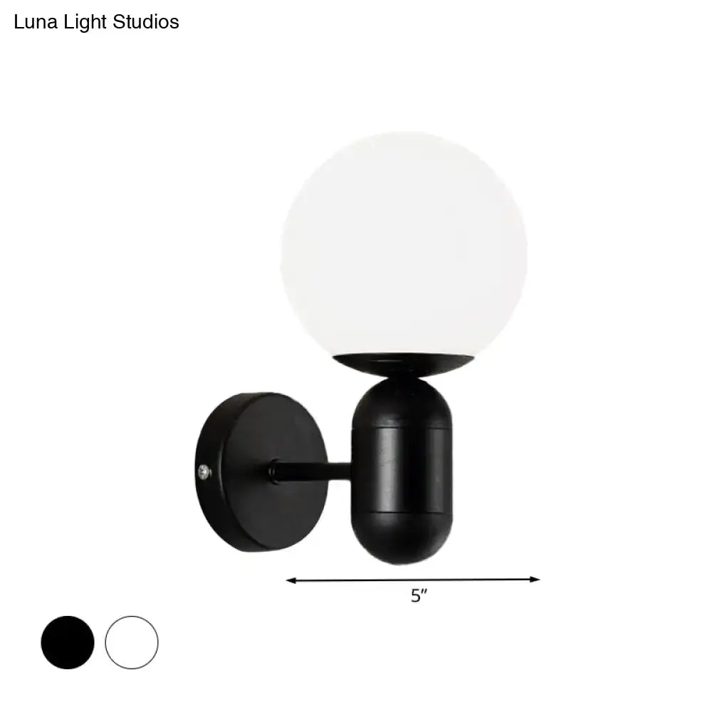 Modern black & white glass wall light – meeting room globe sconce