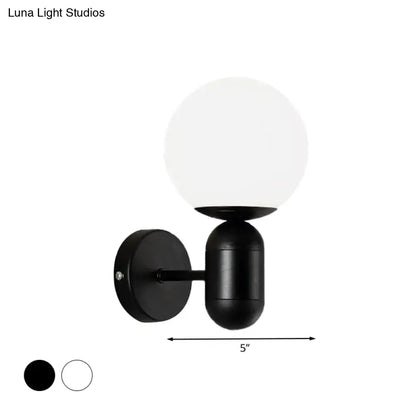 Modern black & white glass wall light – meeting room globe sconce