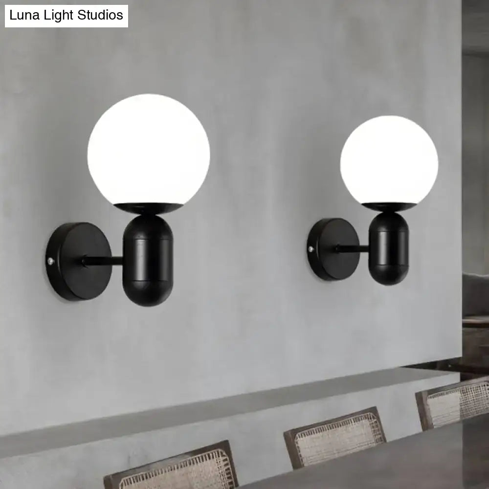 Modern black & white glass wall light – meeting room globe sconce