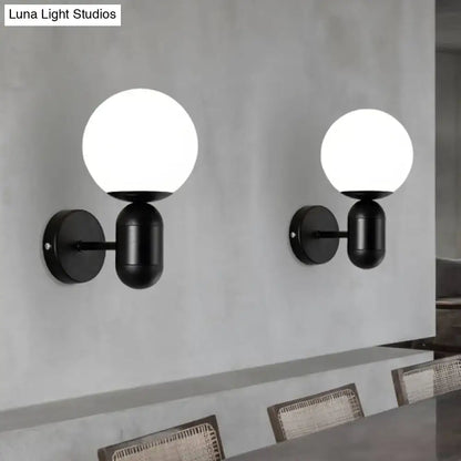 Modern black & white glass wall light – meeting room globe sconce