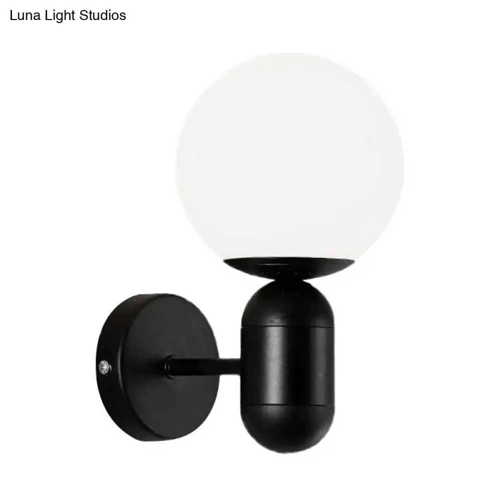 Modern black & white glass wall light – meeting room globe sconce