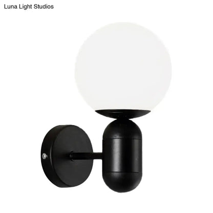 Modern black & white glass wall light – meeting room globe sconce