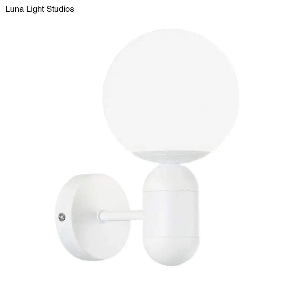 Modern black & white glass wall light – meeting room globe sconce