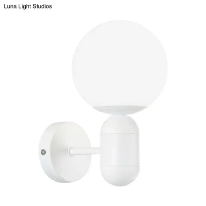 Modern black & white glass wall light – meeting room globe sconce