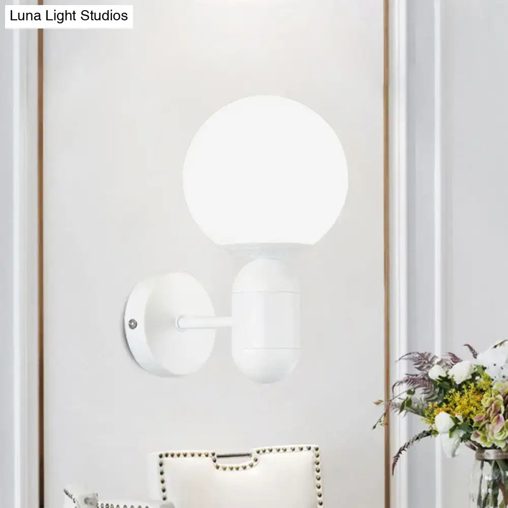 Modern black & white glass wall light – meeting room globe sconce