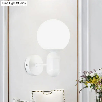 Modern black & white glass wall light – meeting room globe sconce