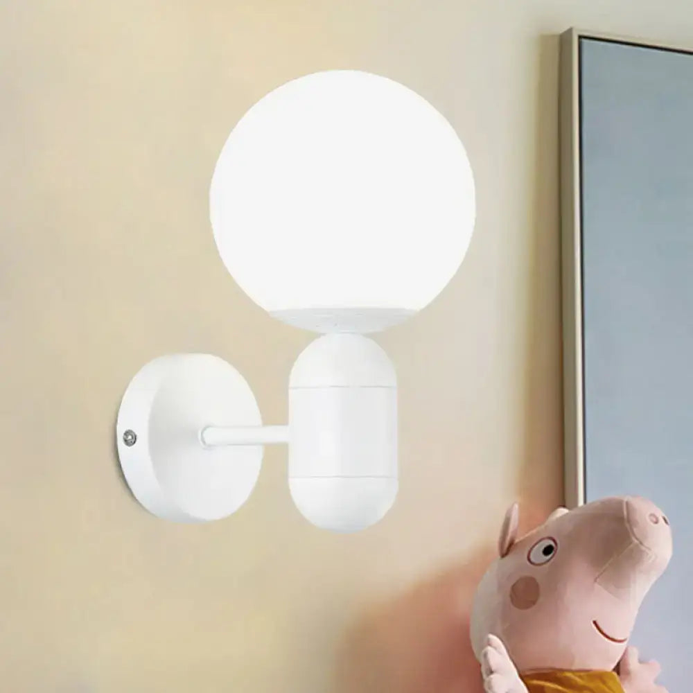 Modern black & white glass wall light – meeting room globe sconce