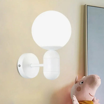 Modern black & white glass wall light – meeting room globe sconce